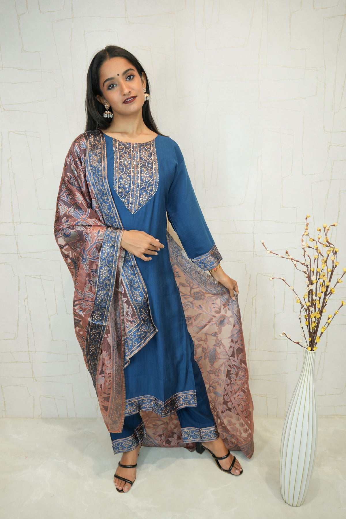 Empress Blue Ethnic Suit with Ornate Dupatta