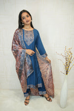 Empress Blue Ethnic Suit with Ornate Dupatta