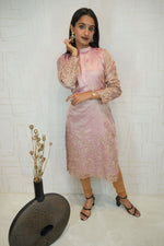 Blush Pink Embroidered Straight Kurti