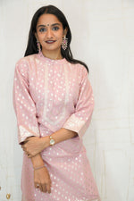 Blush Pink Banarasi Motif Kurti