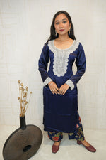 Embroidered Kurti Set (Navy Blue)