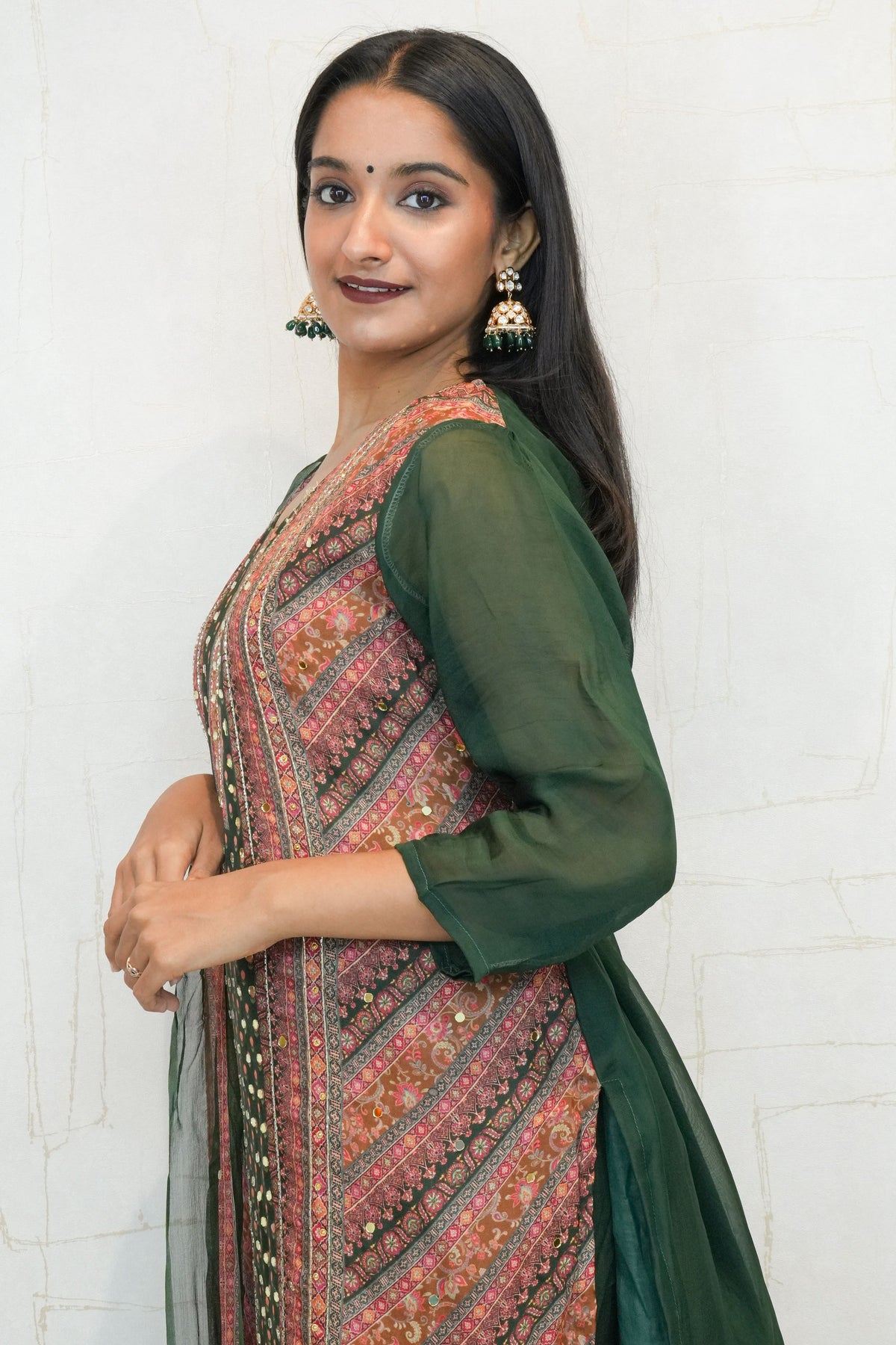 Traditional Embroidered Kurta Set (Black, Green, Mustard)