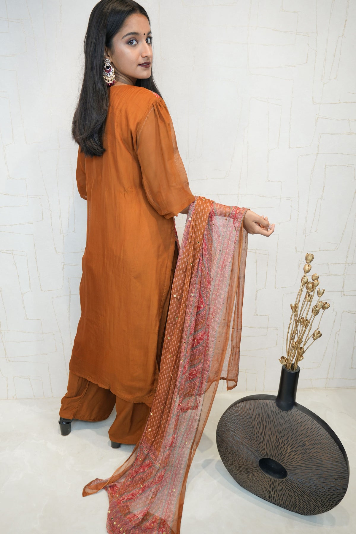 Traditional Embroidered Kurta Set (Black, Green, Mustard)