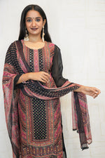 Traditional Embroidered Kurta Set (Black, Green, Mustard)