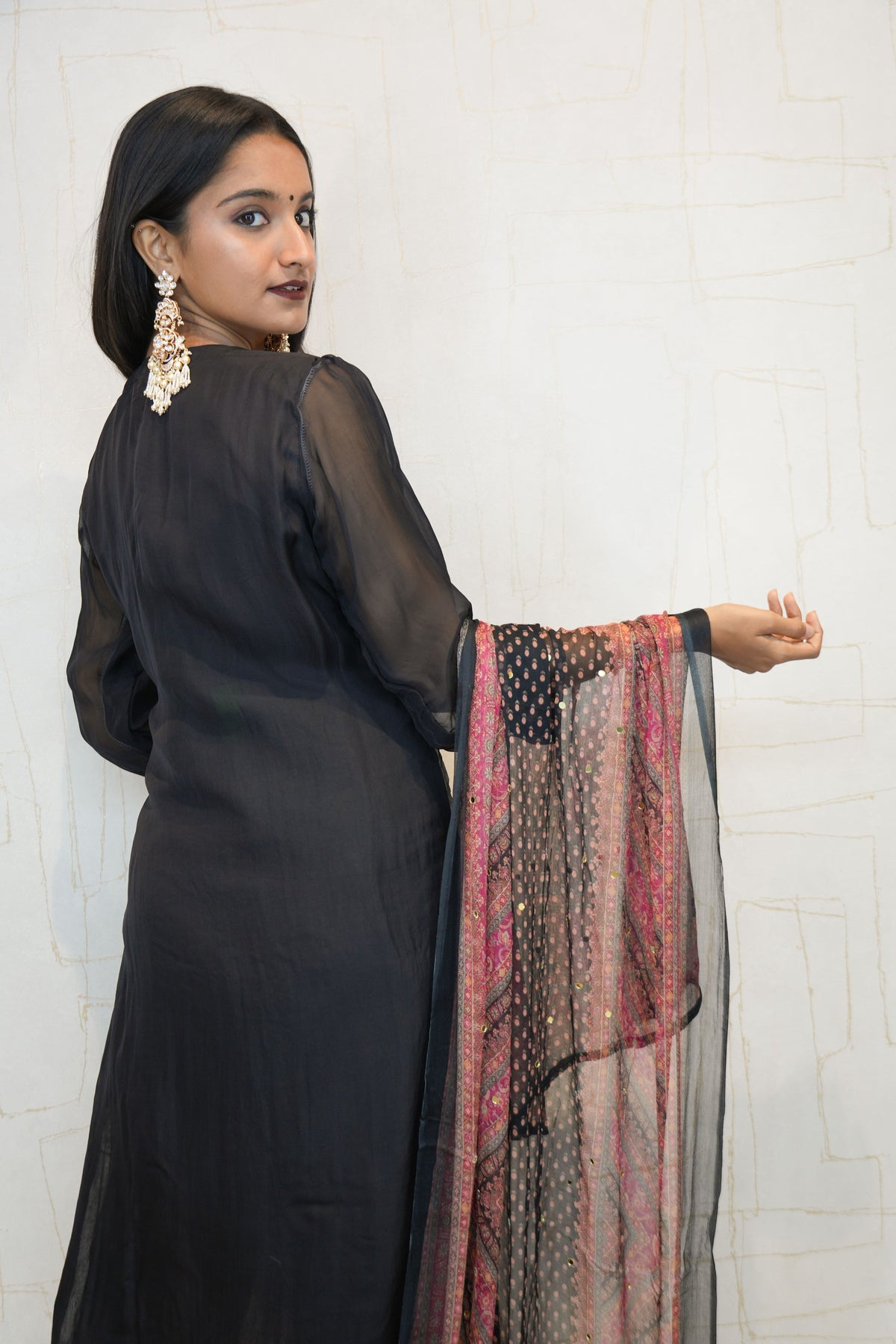 Traditional Embroidered Kurta Set (Black, Green, Mustard)