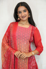 Traditional Embroidered Kurta Set (Pink, Black)