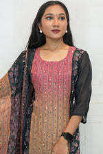 Traditional Embroidered Kurta Set (Pink, Black)