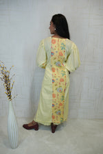 Yellow Straight Kurti with Floral Embroidery