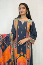 Deep Blue Traditional Embroidered Kurta Set