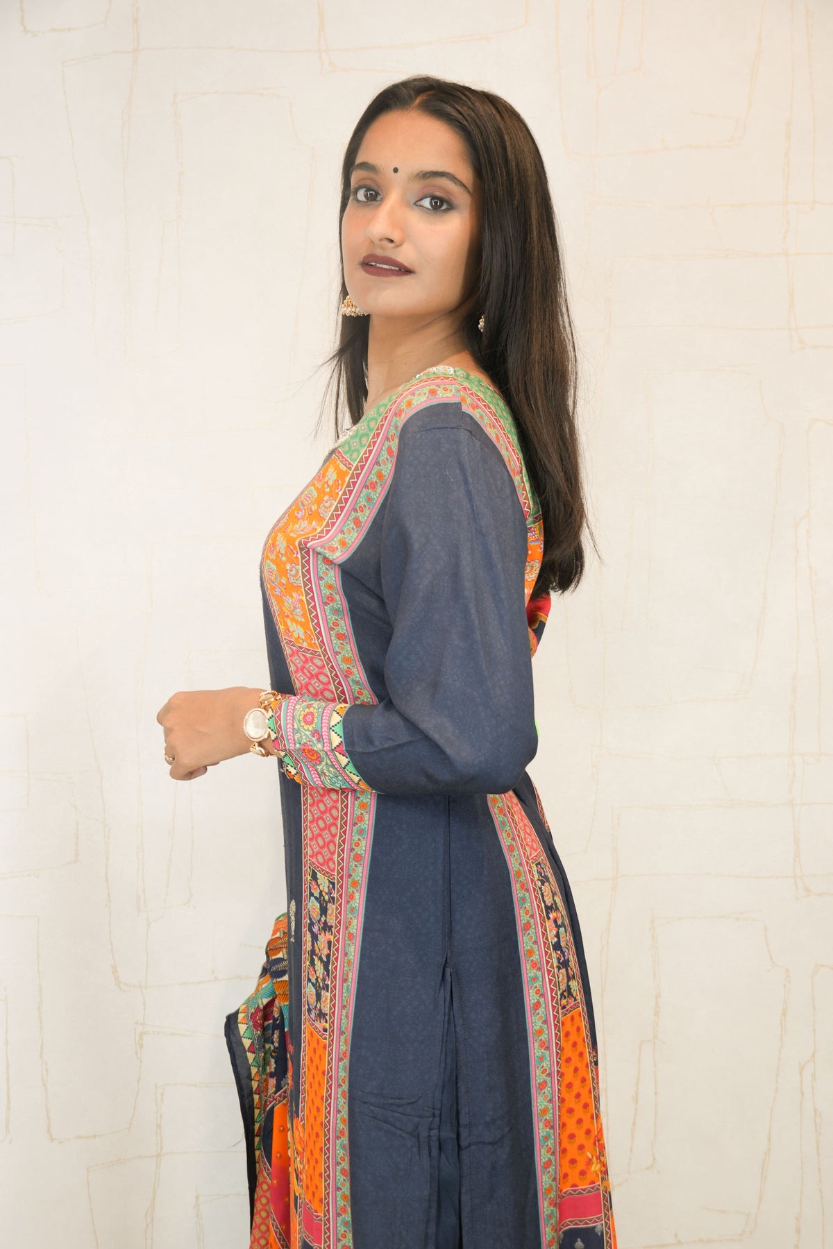 Deep Blue Traditional Embroidered Kurta Set