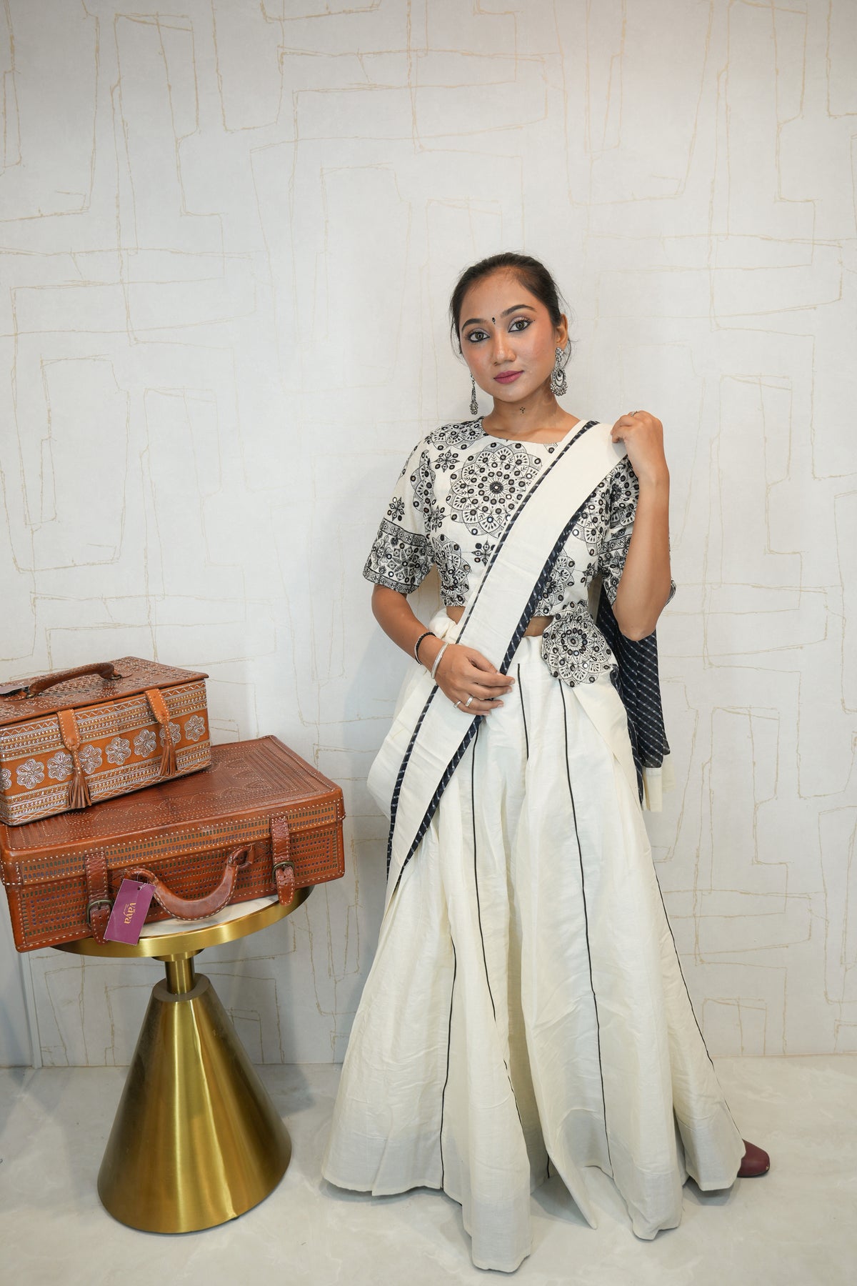 Ivory Black Navratri Lehenga Set