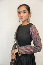 Black & Ajrakh Print Navratri Lehenga Set