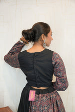 Black & Ajrakh Print Navratri Lehenga Set