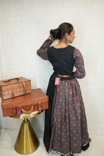 Black & Ajrakh Print Navratri Lehenga Set