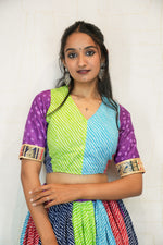 Multicolor Bandhani & Stripe Navratri Lehenga Choli