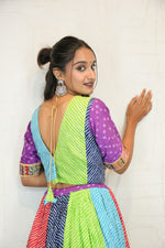 Multicolor Bandhani & Stripe Navratri Lehenga Choli