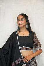 Black Printed Navratri Lehenga Choli with Dupatta