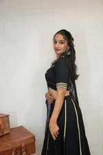 Black & Maroon Ajrakh Print Navratri Lehenga Choli with Golden Border