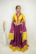 Yellow & Purple Contrast Navratri Lehenga Choli