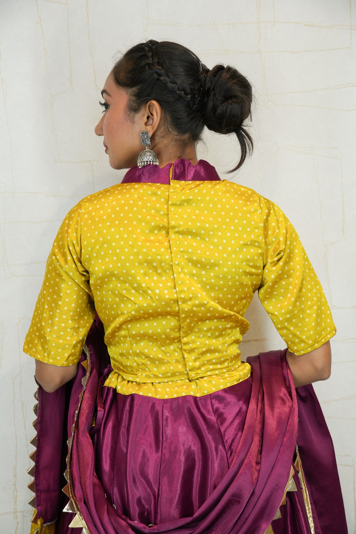 Yellow & Purple Contrast Navratri Lehenga Choli