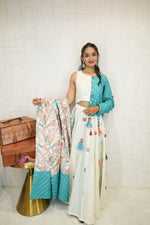 Handcrafted White & Blue Navratri Lehenga Choli