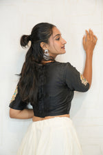 Black & White Handcrafted Embroidered Navratri Lehenga Set