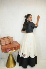 Black & White Handcrafted Embroidered Navratri Lehenga Set