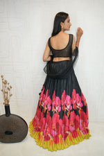 Black Designer Embroidered Satin Silky Crop Top