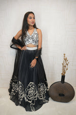 Embroidered Black & White Lehenga Set