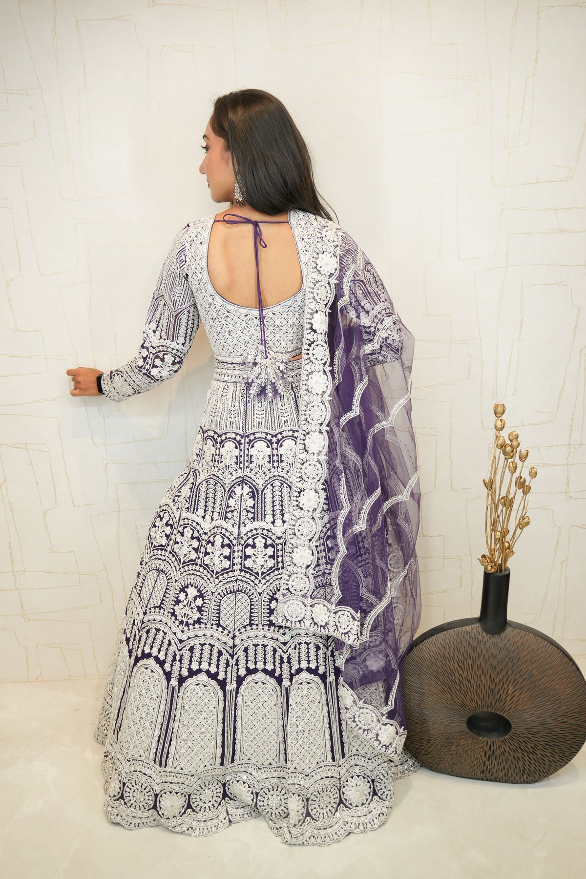 Embroidered Lehenga Set (Deep Violet)
