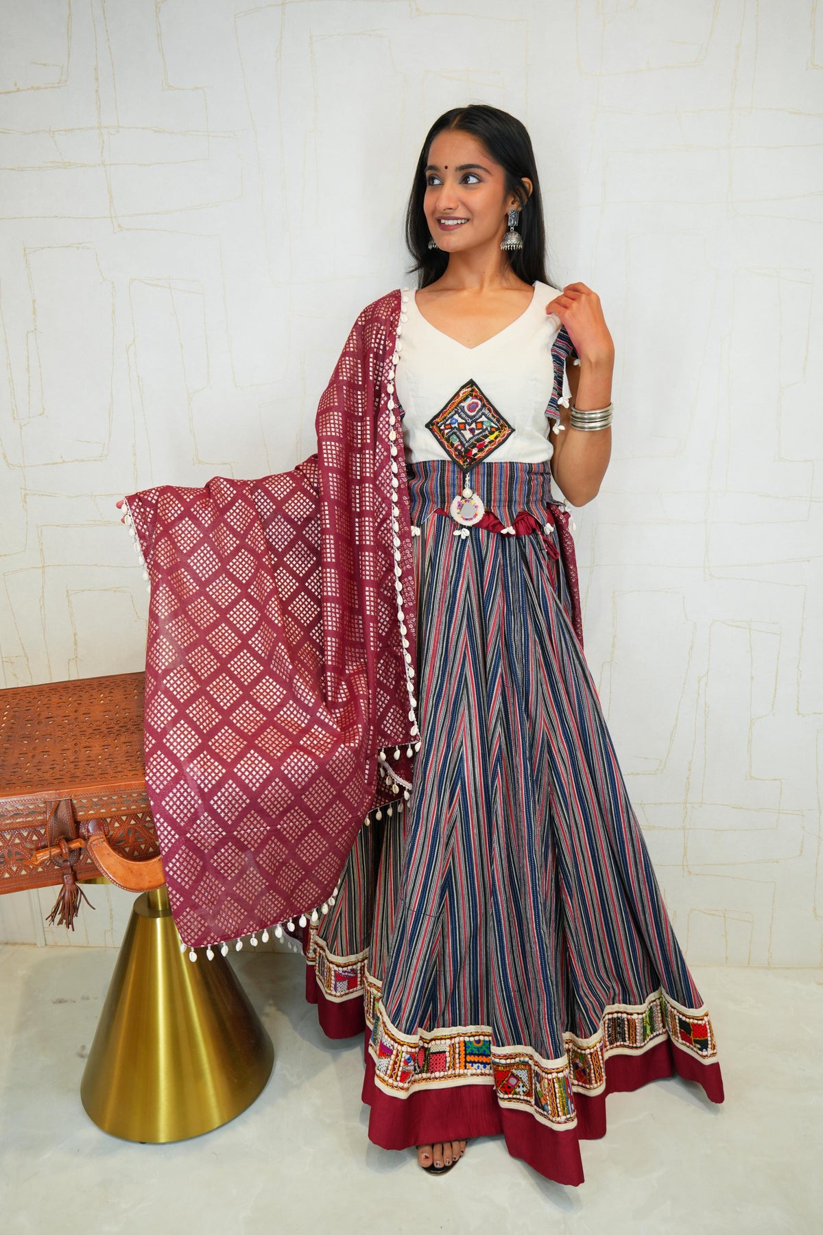 Handcrafted Kutchhi Embroidered Lehenga Set