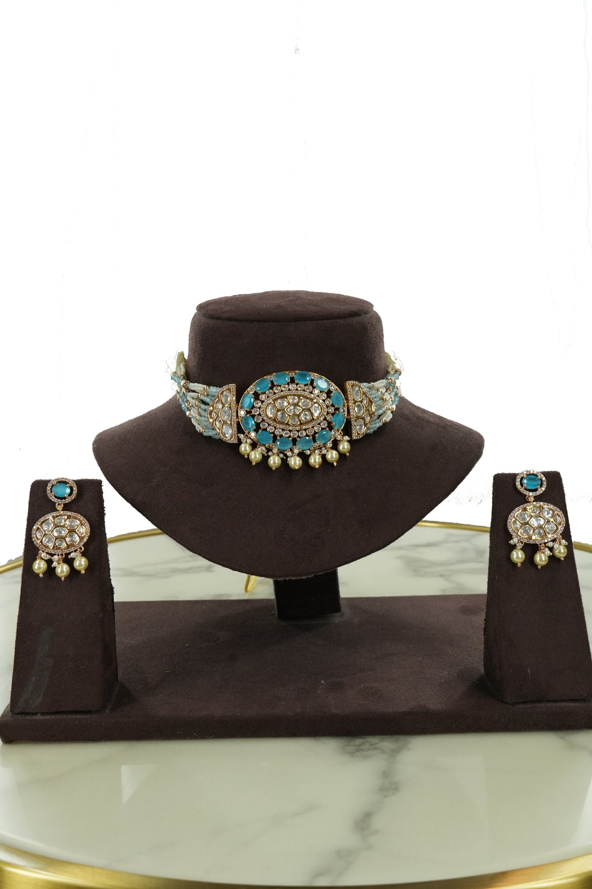 Kundan Choker Necklace Set with Matching Earrings