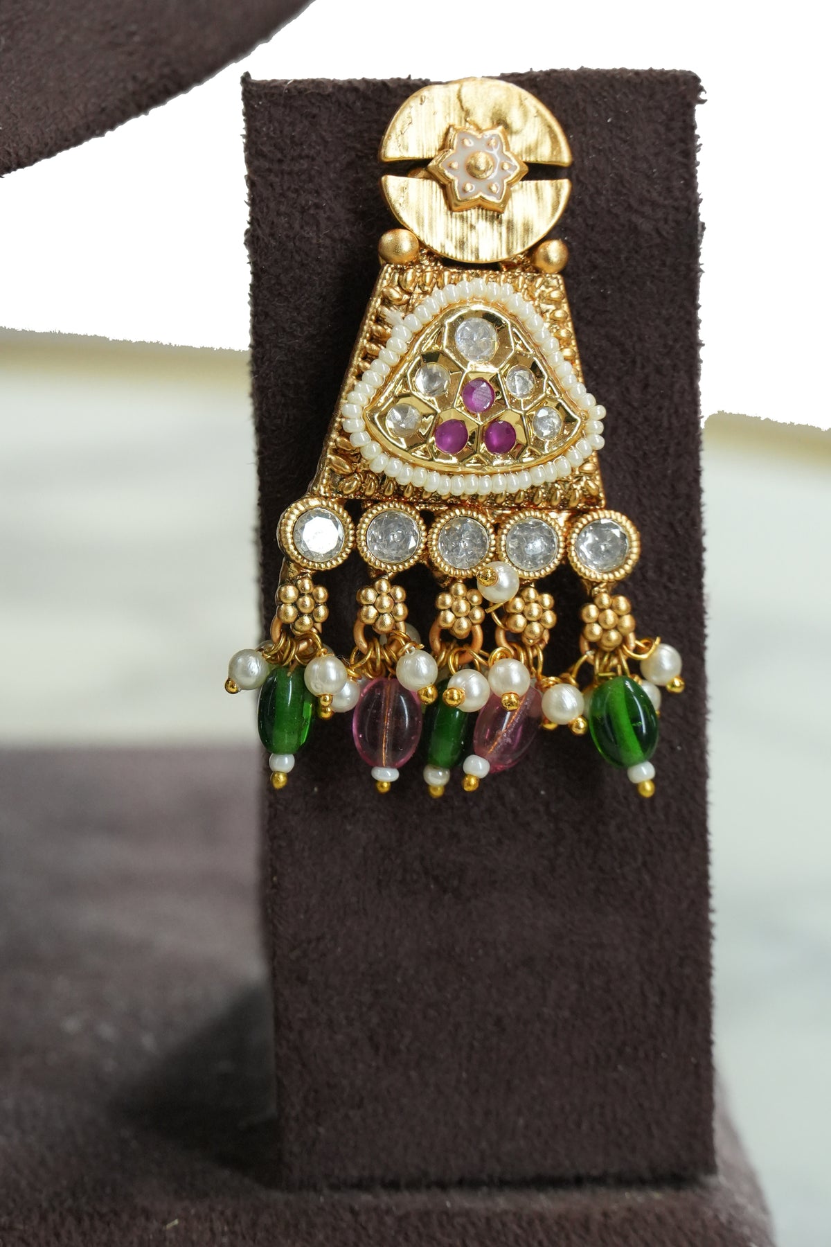 Traditional Temple Jewelry Set with Necklace and Earrings