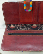 Royal Artisan Stripe Wallet – Handcrafted Fabric & Leather Wallet for Women