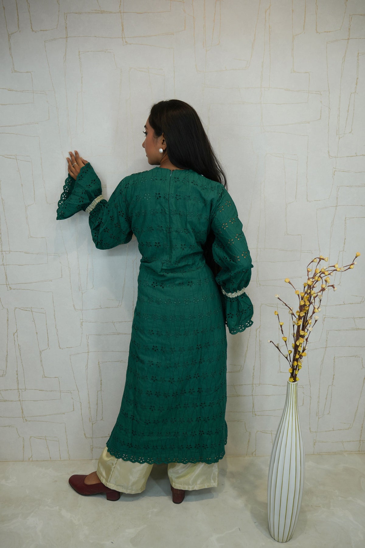 Emerald Green Embroidered Kurti