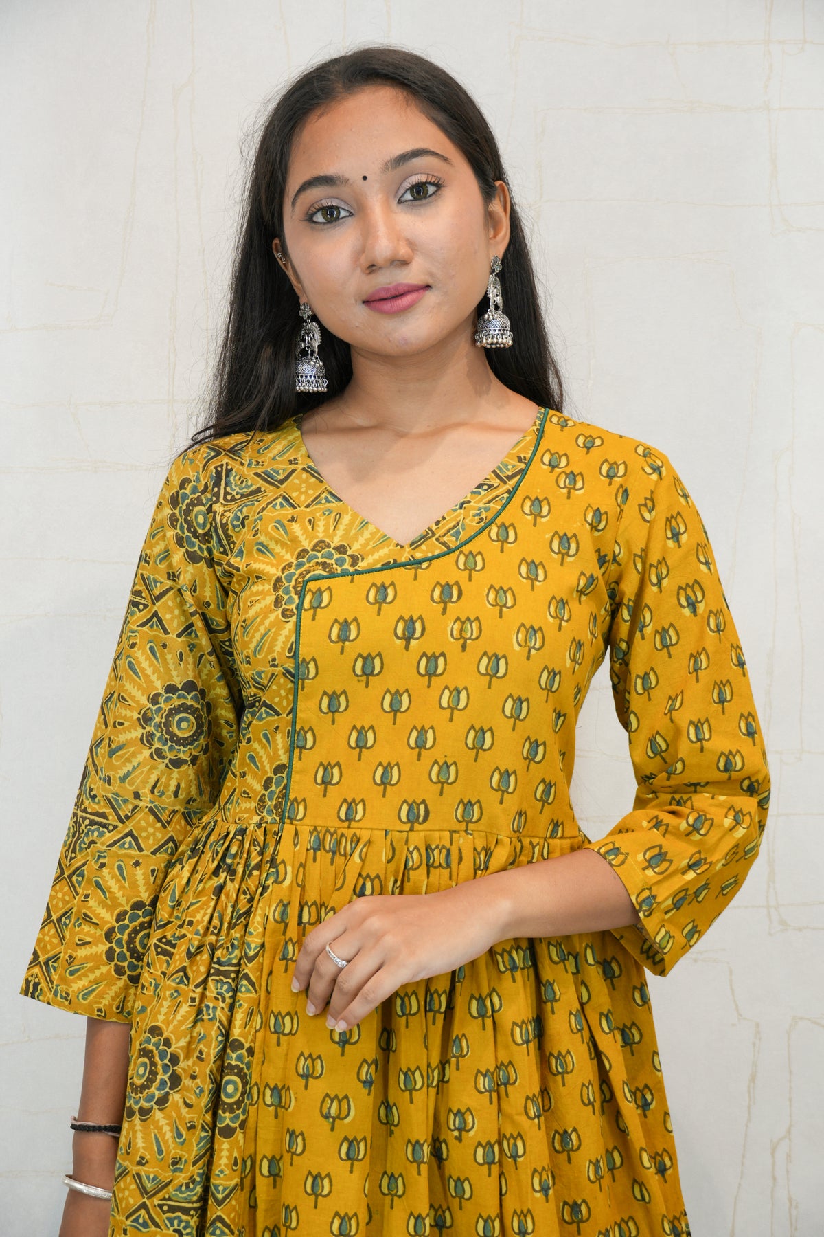 Mustard Printed Anarkali Kurta