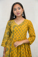 Mustard Printed Anarkali Kurta