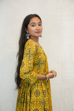 Mustard Printed Anarkali Kurta