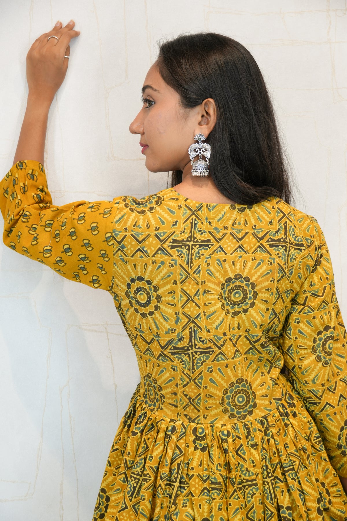 Mustard Printed Anarkali Kurta