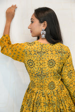 Mustard Printed Anarkali Kurta