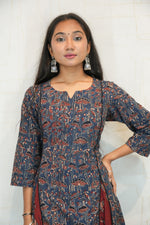 Navy Blue Printed Kurta Pant Set