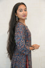Navy Blue Printed Kurta Pant Set