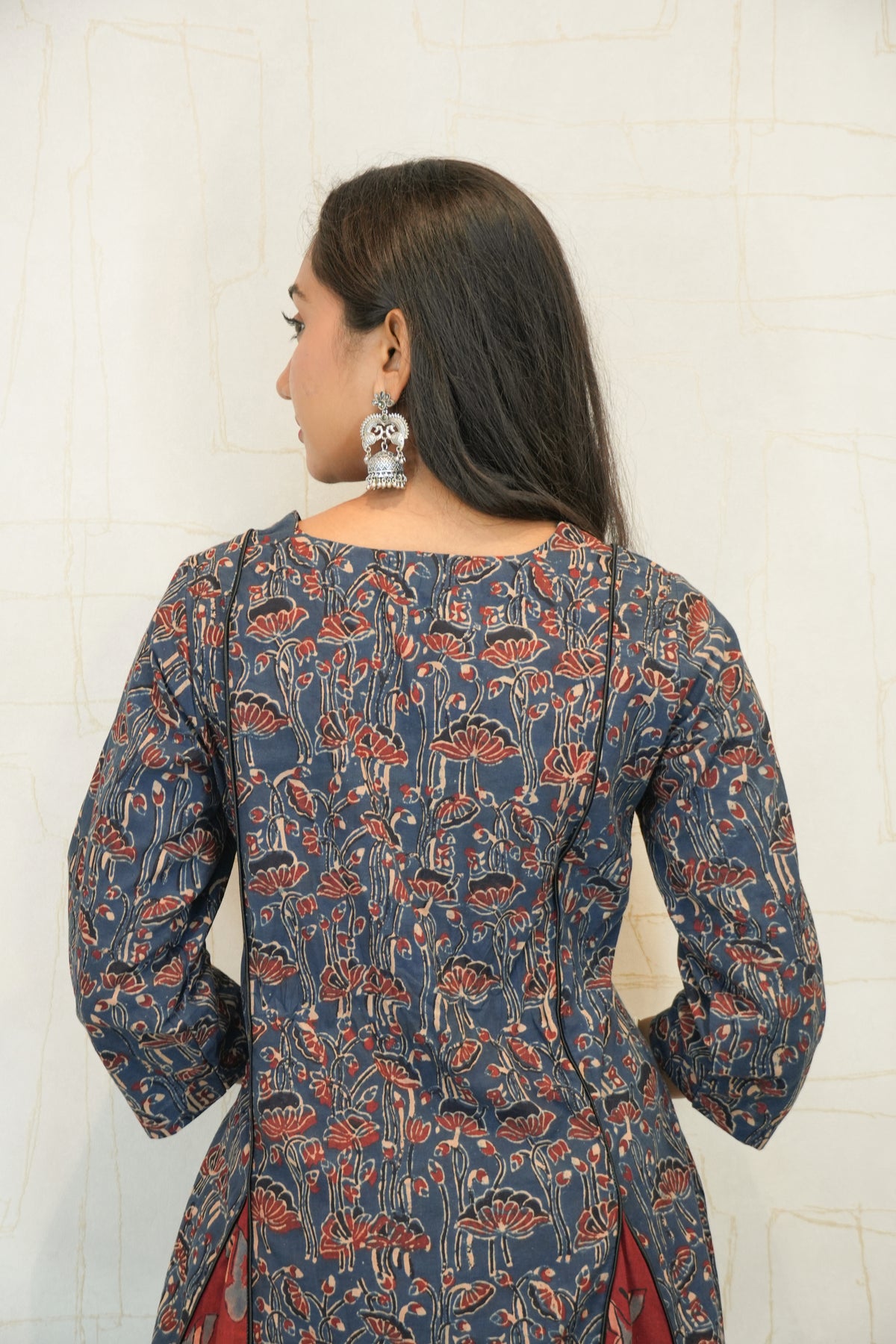 Navy Blue Printed Kurta Pant Set