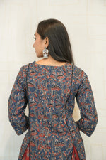 Navy Blue Printed Kurta Pant Set