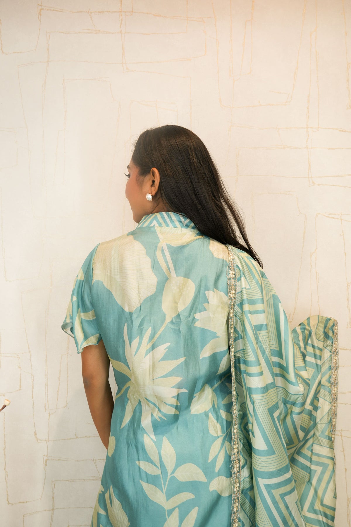 Aqua Blue Kurta Set with Dupatta