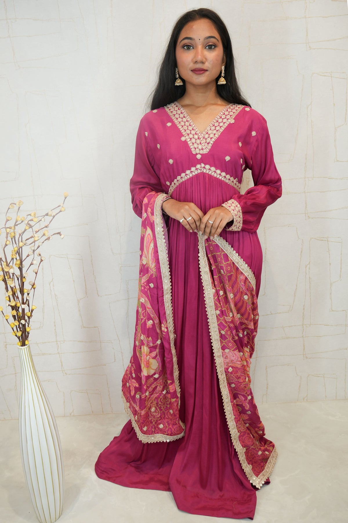 Magenta Royale Anarkali Suit Set