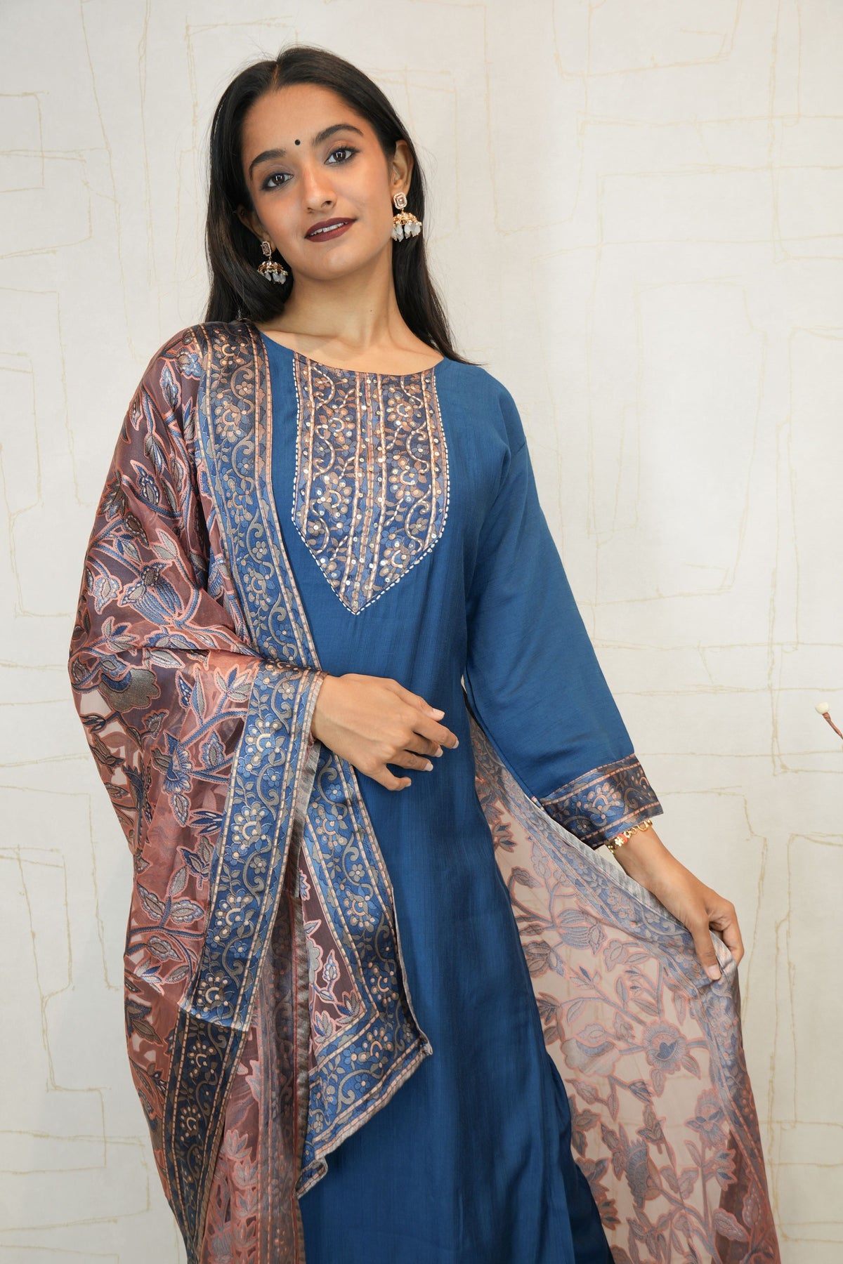 Empress Blue Ethnic Suit with Ornate Dupatta