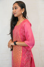 Traditional Embroidered Kurta Set (Pink, Black)