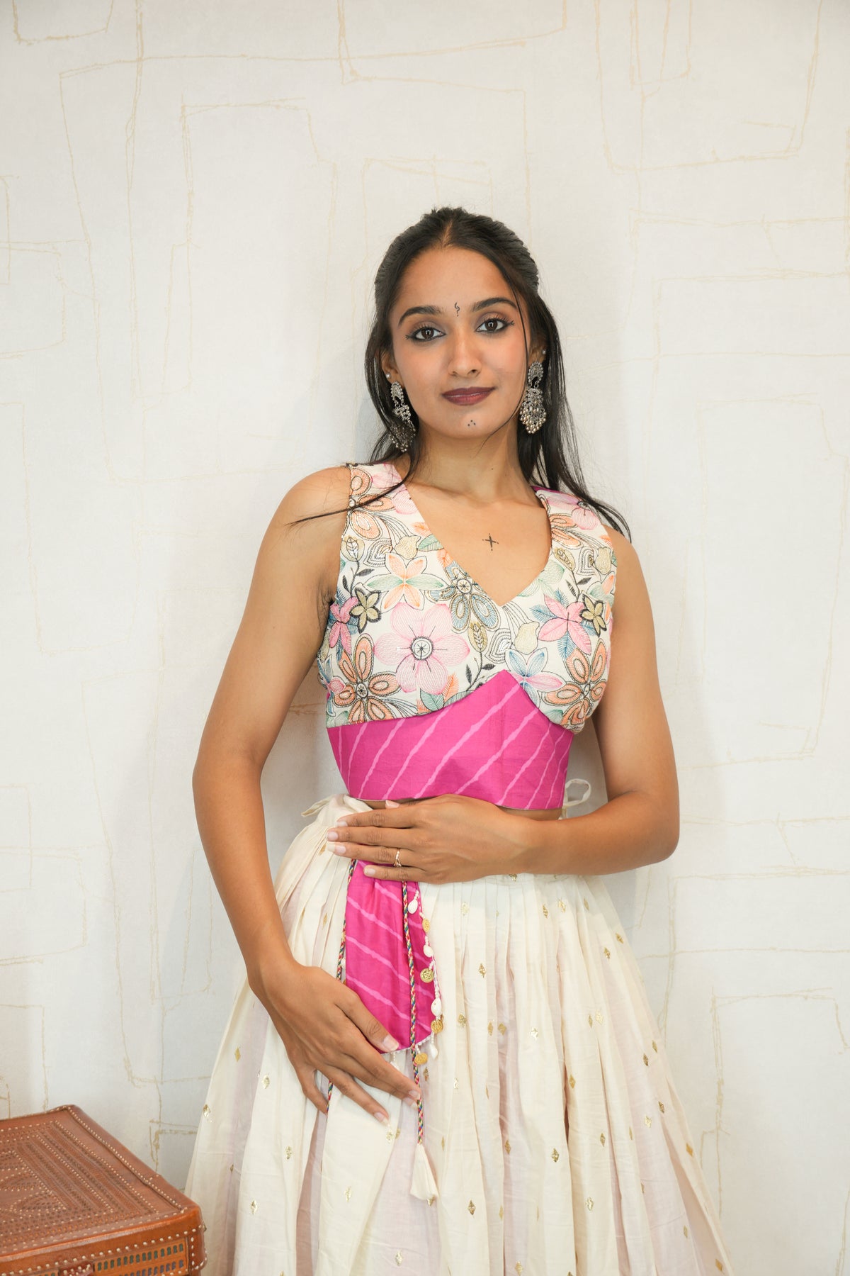Pink Pastel Floral Navratri Lehenga Set