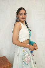 Handcrafted White & Blue Navratri Lehenga Choli